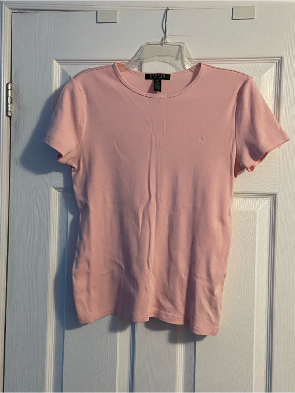 Lauren Ralph Lauren Light Pink Short Sleeve Crewneck T-Shirt Size M 100% Cotton